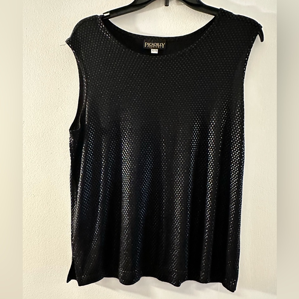 Women's PICADILLY Sleeveless Black Tank Top size x large